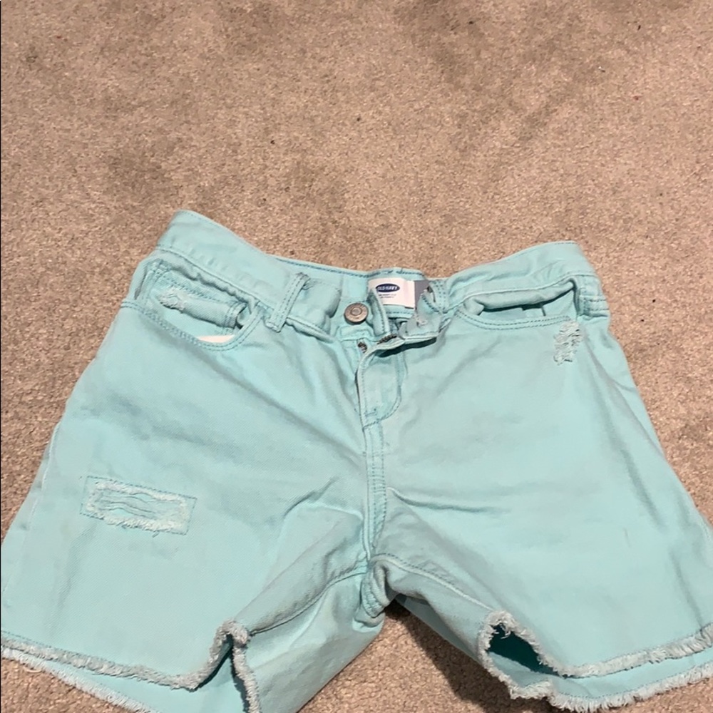 Turquoise jean shorts